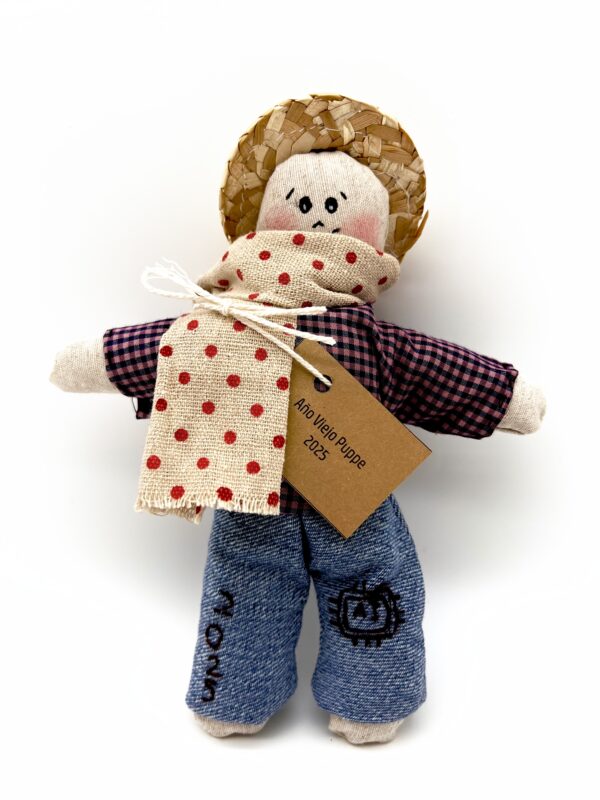 Hand-sewn Año Viejo doll 2025 with AI symbol embroidery New Year's ritual Hand-sewn Año Viejo doll 2025 with AI symbol embroidery New Year's ritual