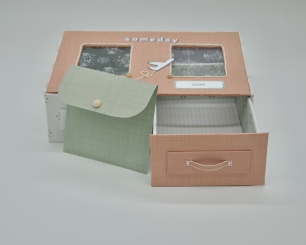 Someday Box open with two drawers Noch nicht and Schon